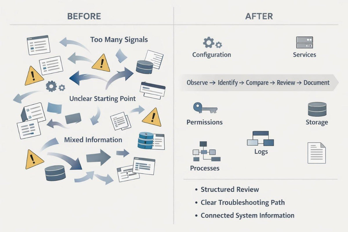 A comparison graphic labeled 'Before' and 'After' on a light gray background. The left side shows a cluster of pastel sticky notes and sketch pages with handwritten notes like 'Notes', 'Observations', and 'User Feedback'.