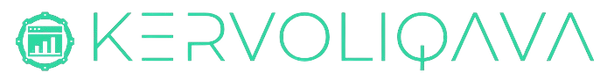 Thebrand logo is displayed on a solid black background. The logo features a stylized circular emblem in green on the left, followed by the brand name 'Kervoloqava' written in a matching green sans-serif font.